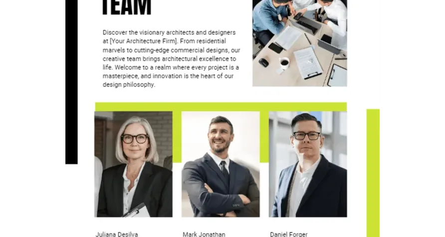 Business plan creation team